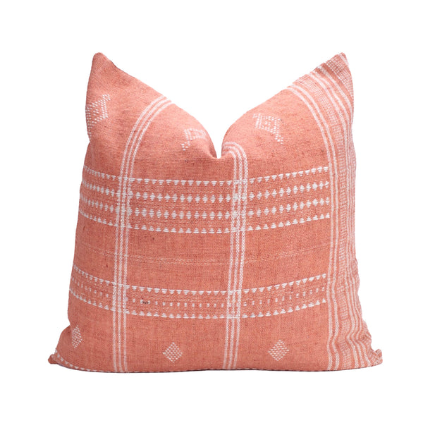 Aditi Indian Wool Square Pillow / Coral