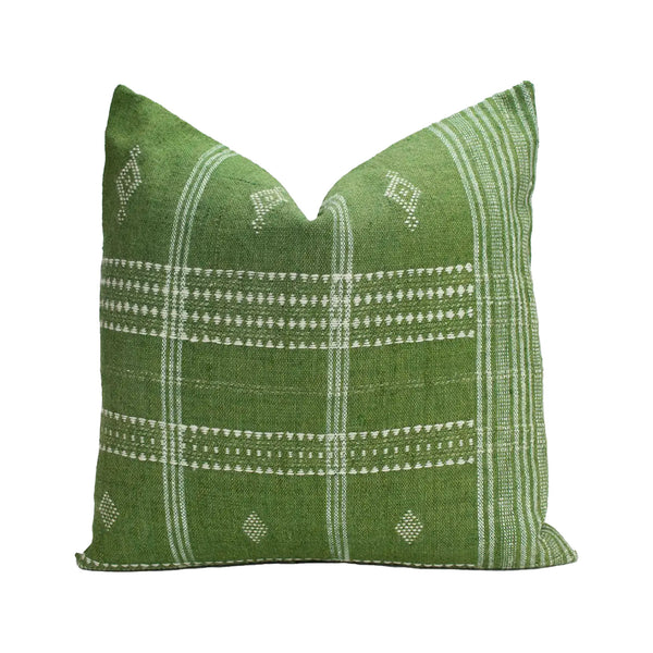 Aditi Indian Wool Square Pillow / Green