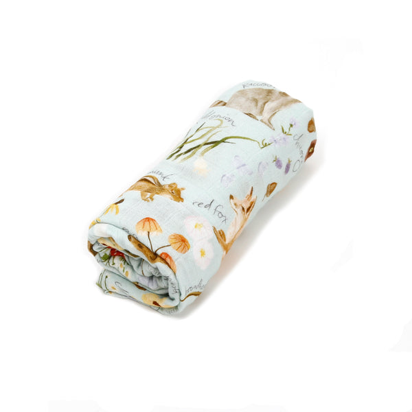 Bamboo Cotton Swaddle Blanket / Flora & Fauna