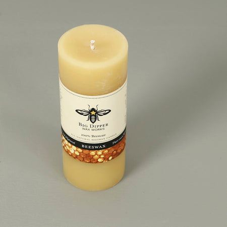 Big Dipper Beeswax Pillar Candle / Short Narrow Natural