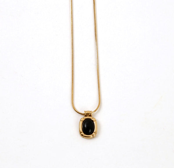 Black Onyx Oval Pendant Necklace