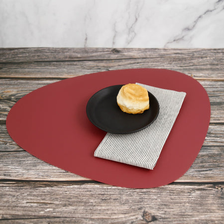 Faux Leather Stone Placemats / Red