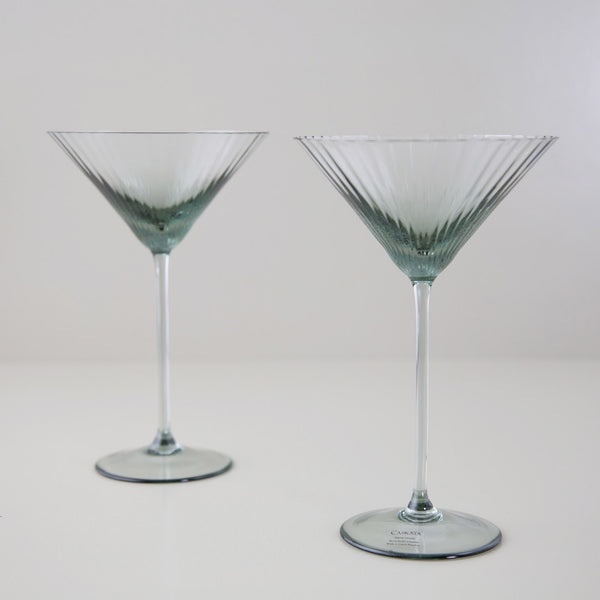 Quinn Optic Martini Glasses / Olive / Set of 2