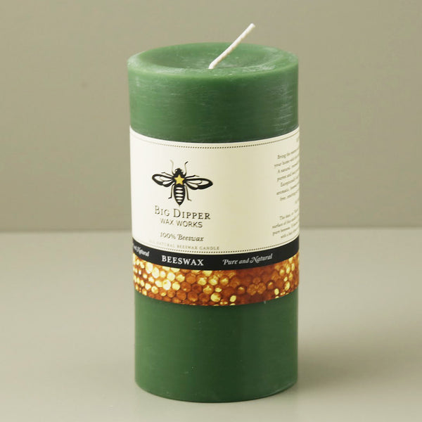 Big Dipper Beeswax Pillar Candle / Tall Wide / Moss