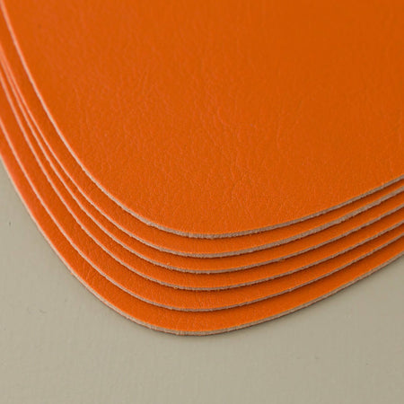 Via Deco Faux Leather Coaster / Orange 6pc