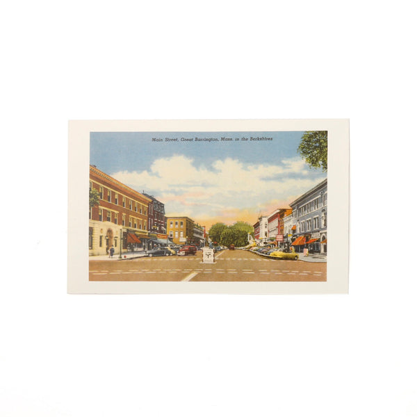 Vintage Style Berkshires Postcard / Main Street Great Barrington #2