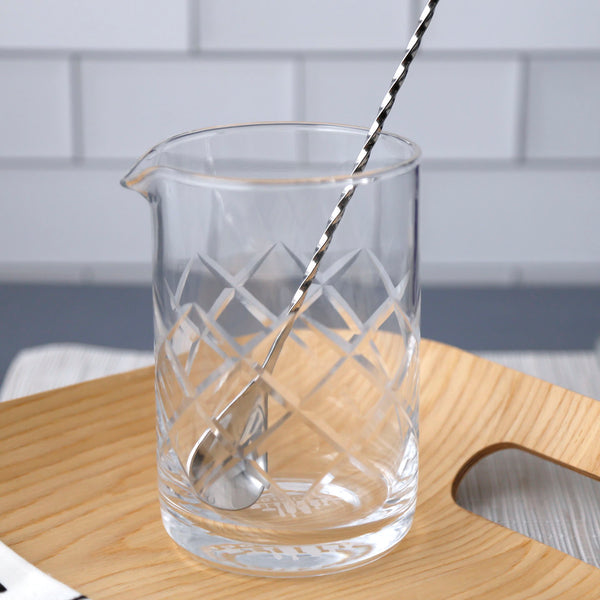 Diamond Cut Glass Cocktail Mixing Pitcher / 18oz
