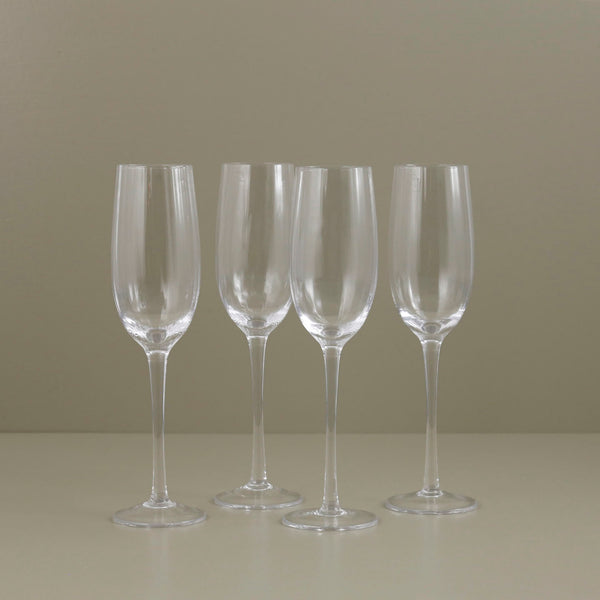 Ribbed Optic Champagne Flutes / Set of 4
