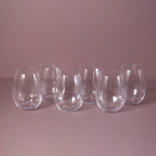 Ribbed Optic Stemless Wine Glass / Set of 6