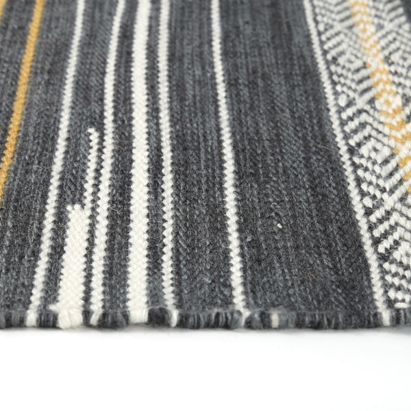 Recycled Plastic ( P.E.T. ) Indoor/Outdoor Rugs / Kingscote Black + sett –  One Mercantile / Sett