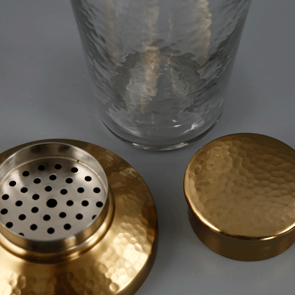 Glass & Brass Cocktail Shaker / Small 10oz + sett – One Mercantile / Sett