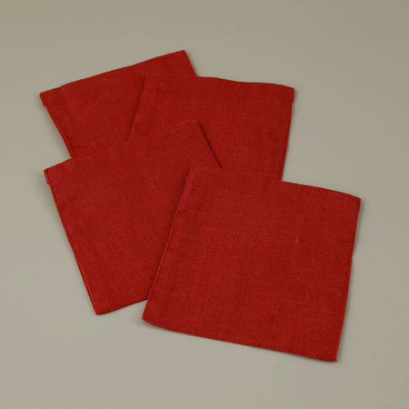 Red Pear Linen Coasters / Set of 4