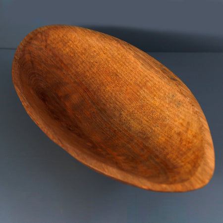 19" Hand Carved Oval Wood Bowl