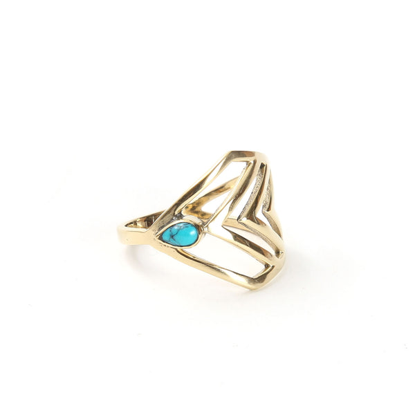 Chevron Brass Ring / Turquoise