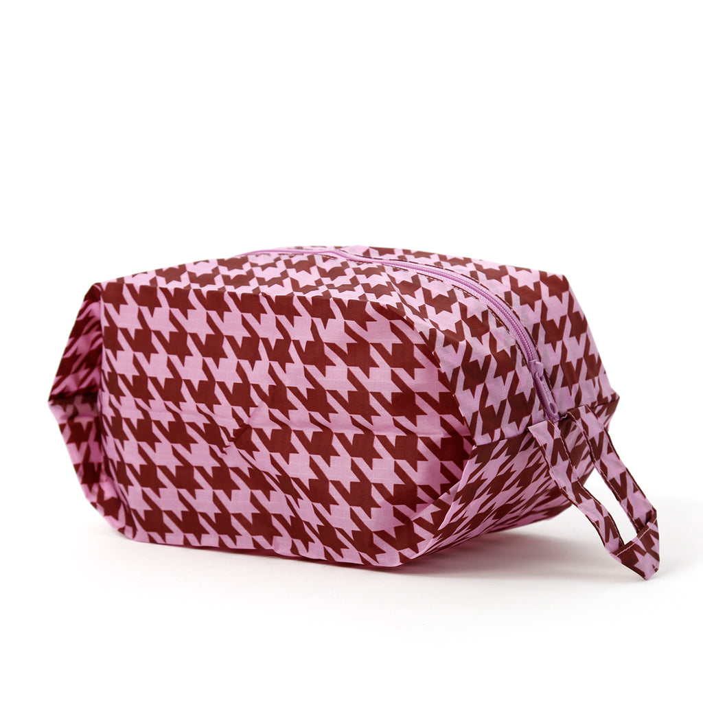 Baggu 3D Medium Zip Pouch / Pink Houndstooth