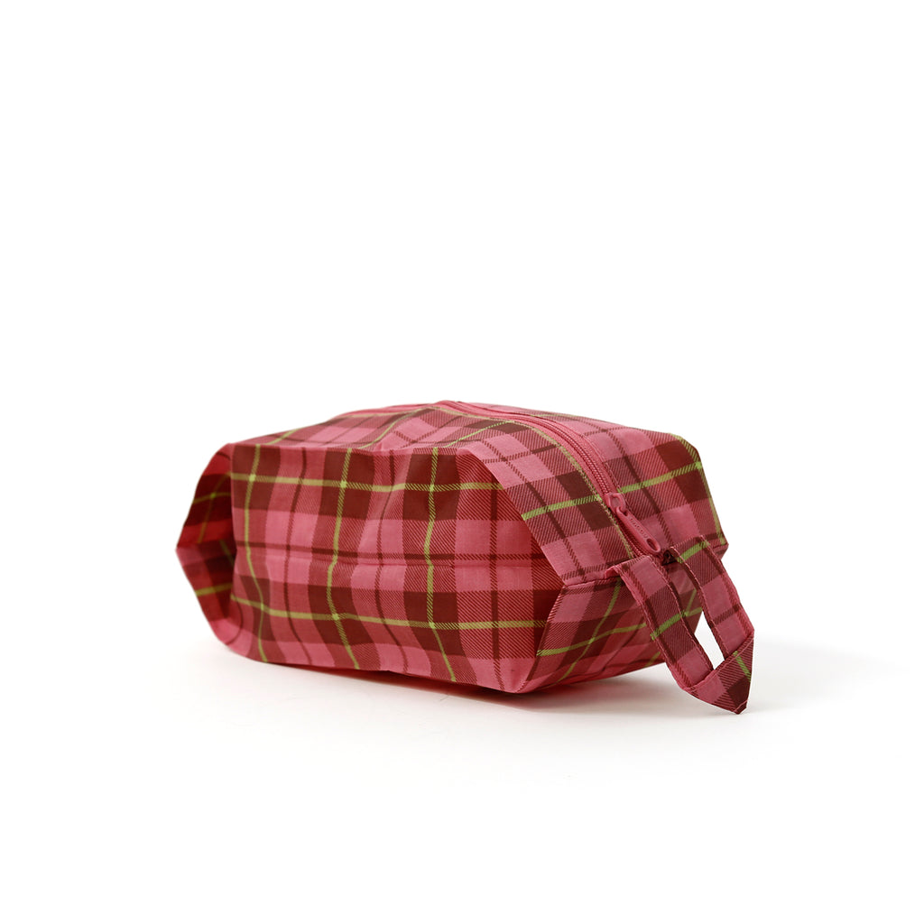Baggu 3D Small Zip Pouch / Azalea Pink Tartan