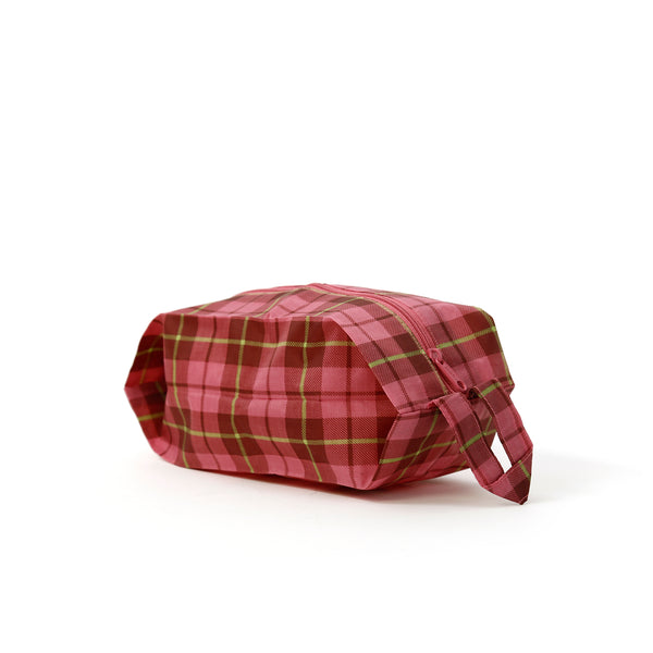 Baggu 3D Small Zip Pouch / Azalea Pink Tartan