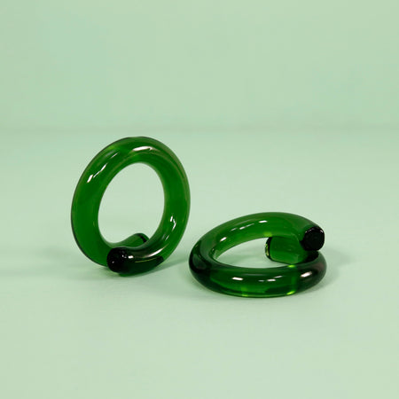 Green Hand-Shaped Glass Napkin Rings / Set of 4