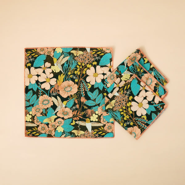 Hummingbirds 4pc Cotton Cocktail Napkins