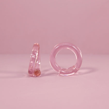 Pink Hand-Shaped Glass Napkin Rings / Set of 4