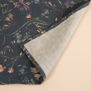 Wildflowers Navy Linen Table Runner