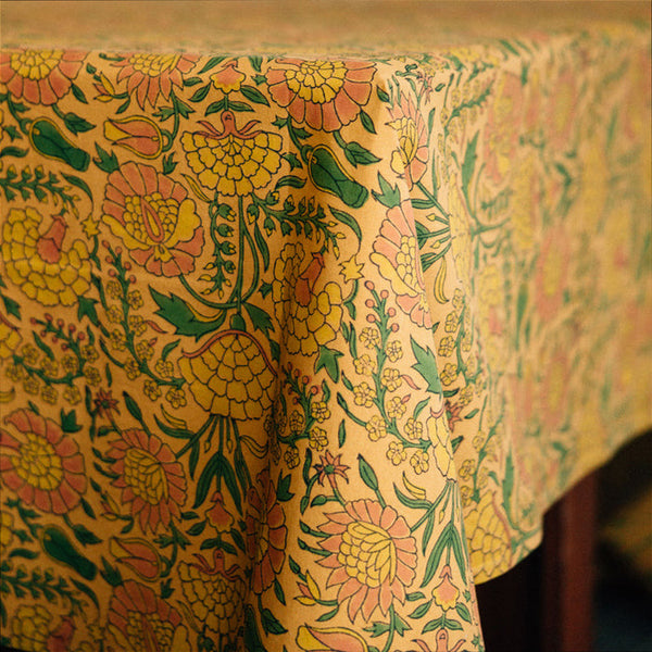 Aanand Golden Floral Tablecloth