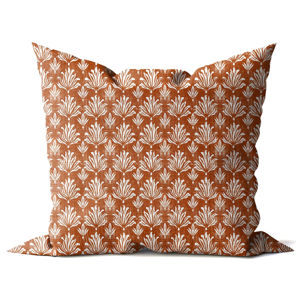 Anete Block Print Linen Pillow / Terracotta