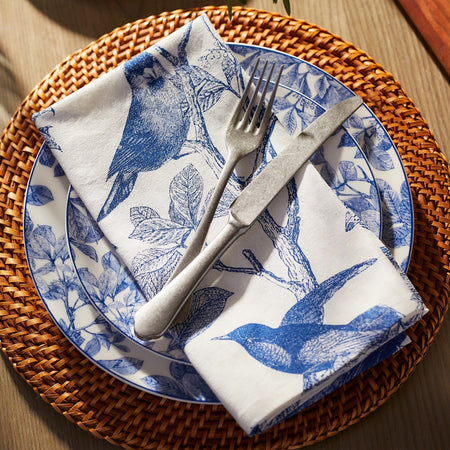 Arbor Birds Blue Dinner Napkins / 4pc