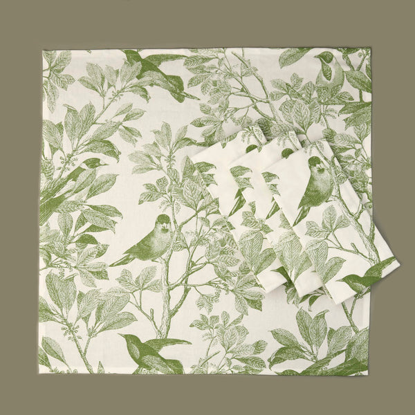 Arbor Birds Green Dinner Napkins / 4pc