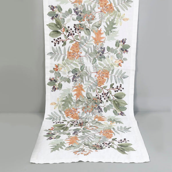 Autumn Garden Linen Table Runner 18" x 57"
