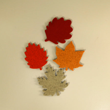 Autumn Leaves Wool Coasters 4pc