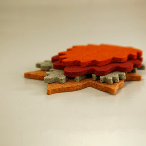 Autumn Leaves Wool Coasters 4pc