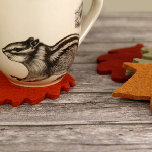 Autumn Leaves Wool Coasters 4pc