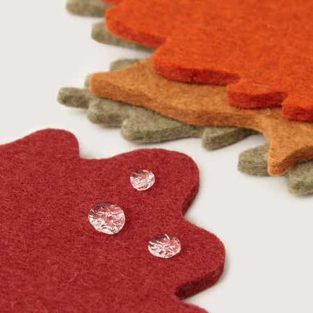 Autumn Leaves Wool Coasters 4pc