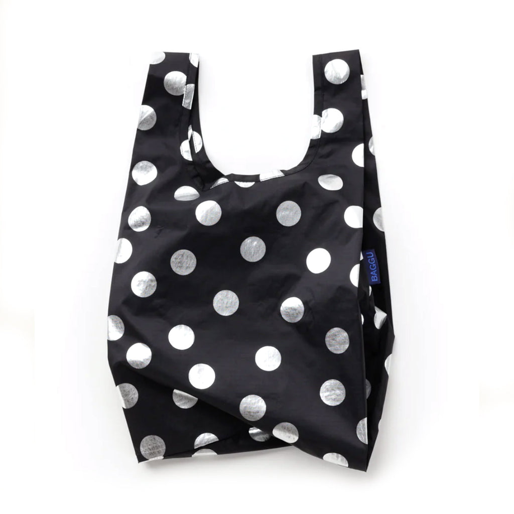 Baggu Standard Grocery Bag / Silver Metallic Polka Dot