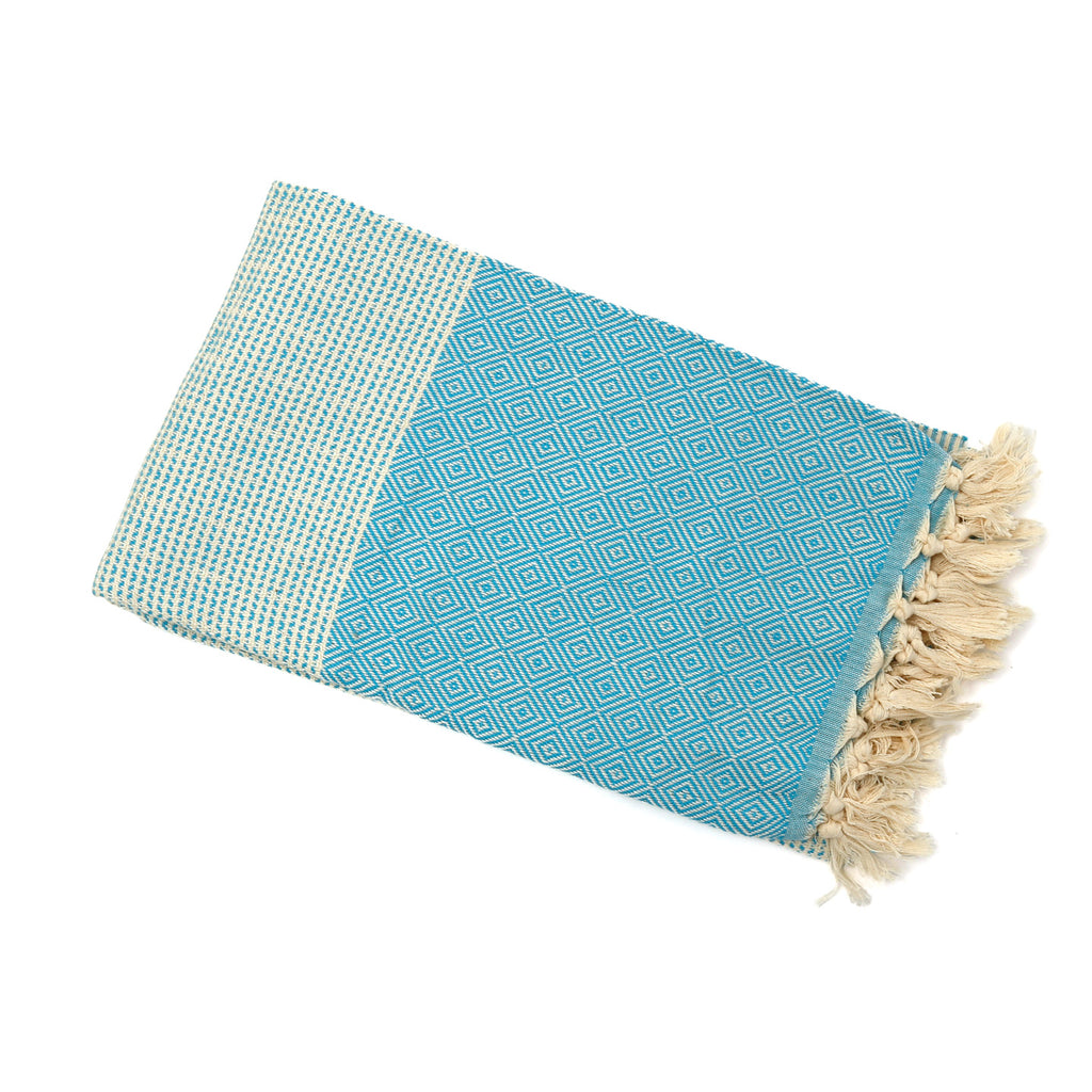 Turkish Cotton Bath Towel / Dotty Diamond Turquoise