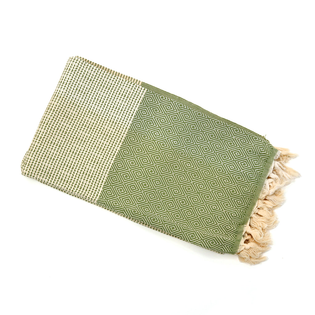 Turkish Cotton Bath Towel / Dotty Diamond Green