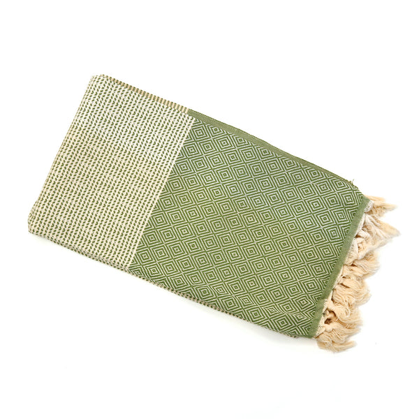 Turkish Cotton Bath Towel / Dotty Diamond Green