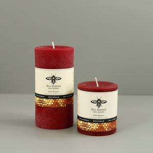 Big Dipper Beeswax Pillar Candle / Tall Wide / Red