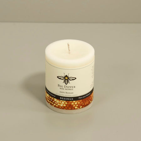 Big Dipper Beeswax Pillar Candle / Short Wide Ivory