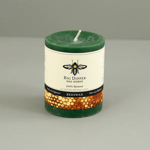 Big Dipper Beeswax Pillar Candle / Short Wide Moss