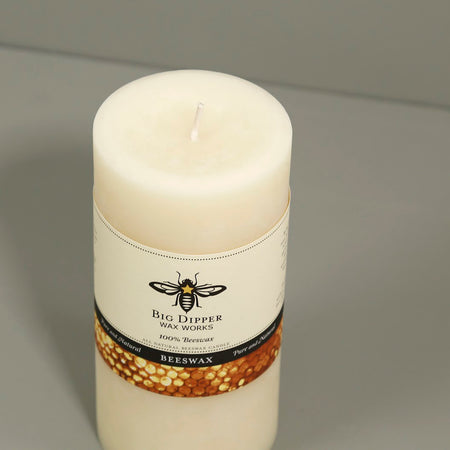 Big Dipper Beeswax Pillar Candle / Tall Wide / Ivory