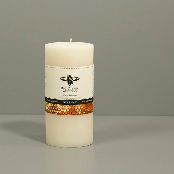 Big Dipper Beeswax Pillar Candle / Tall Wide / Ivory