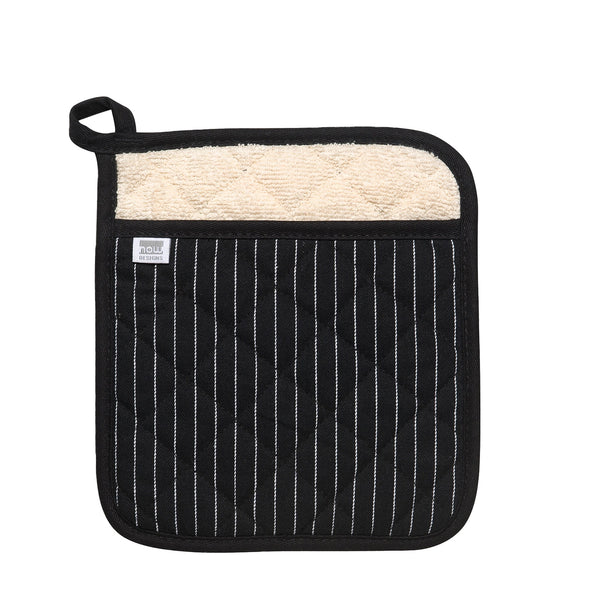 Black Pinstripe Cotton Potholder / Trivet