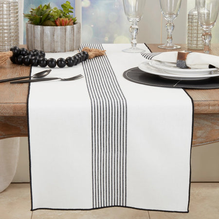 Black Stripe Table Runner 16" x 72"