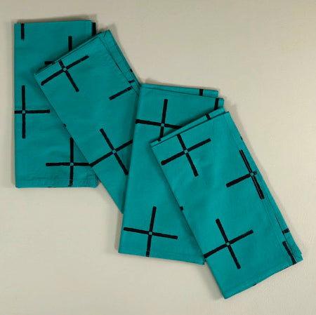 Block Print 4pc Napkin Set / Plus Teal