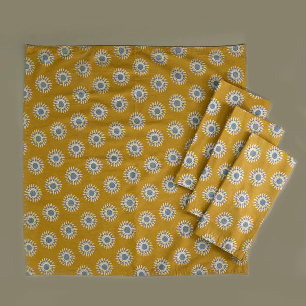 Block Print 4pc Napkin Set / Sunflower Yellow