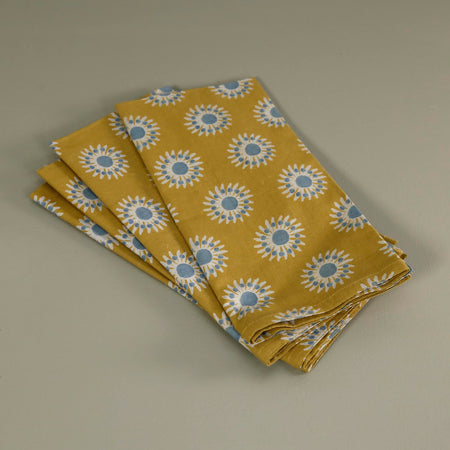 Block Print 4pc Napkin Set / Sunflower Yellow