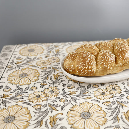 Block Print Tablecloth / Zinnia