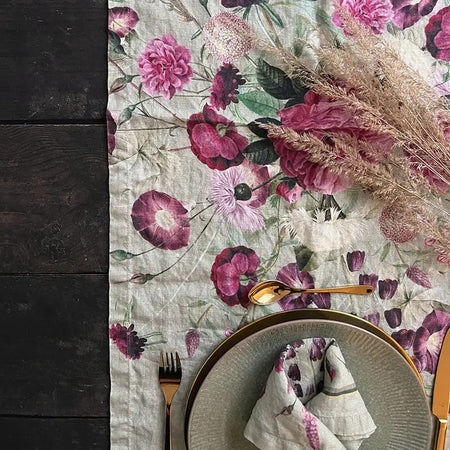 Blossom Garden Linen Table Runner 18" x 57"